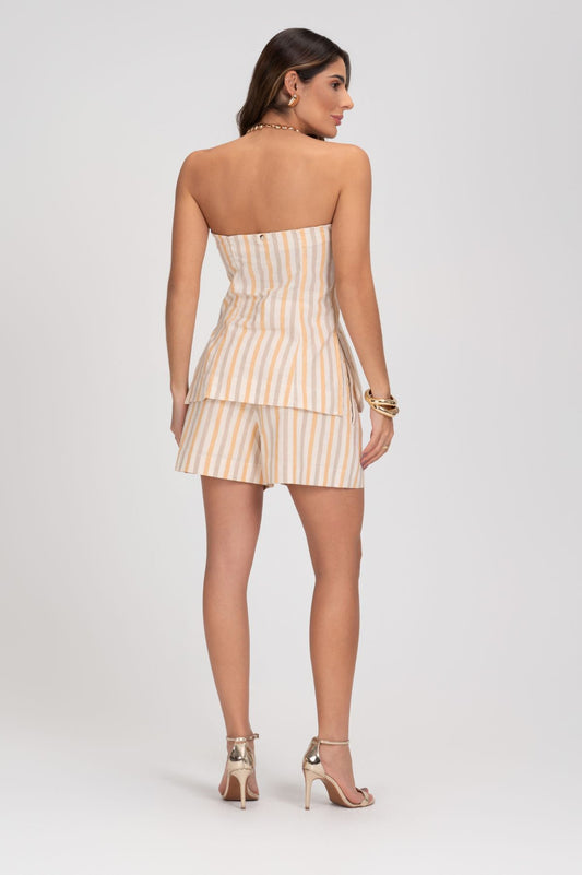 Short Com Listras E Bolso Embutido Frysaide