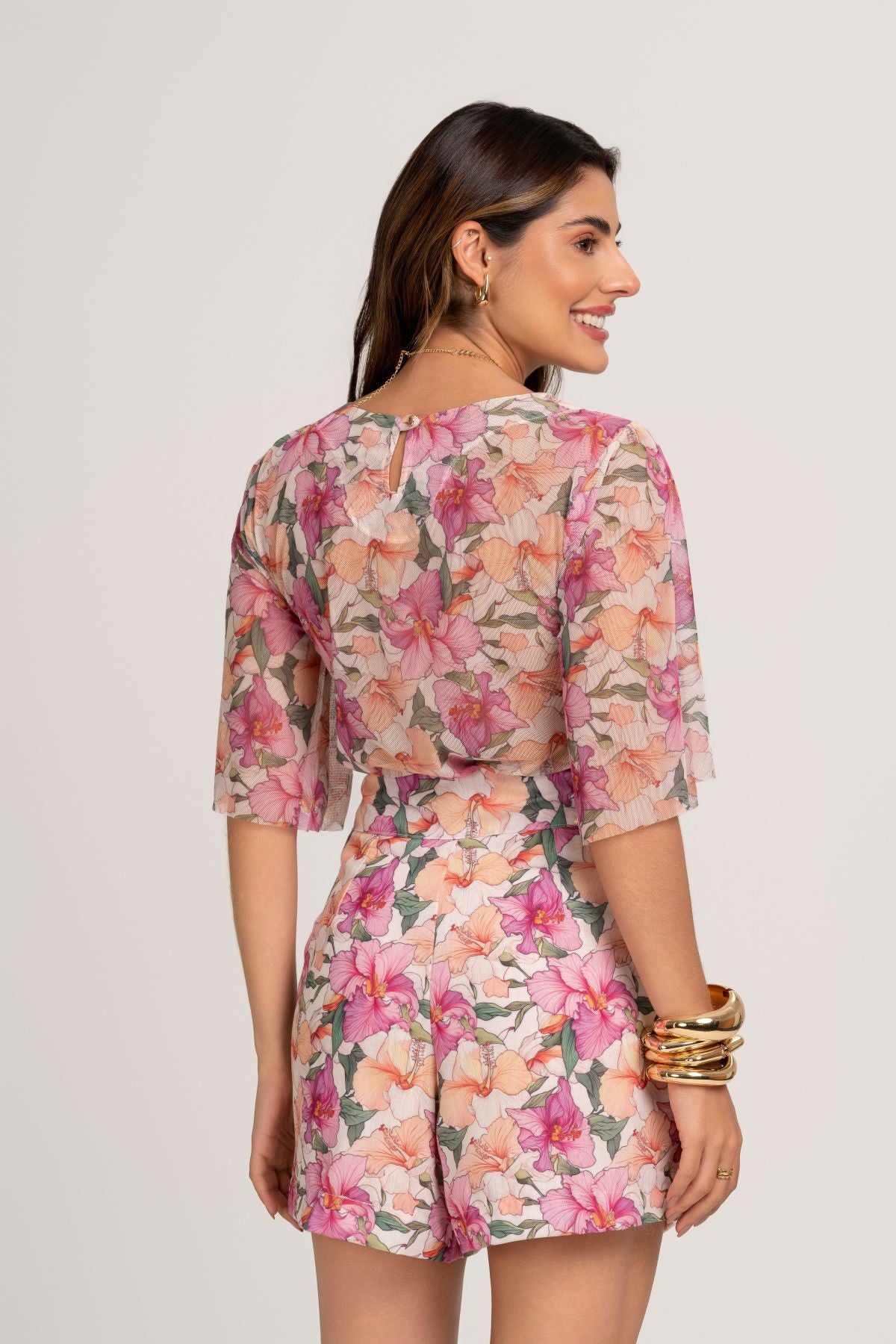 Short De Linho Taina Estampa Brisa Leve Frysaide