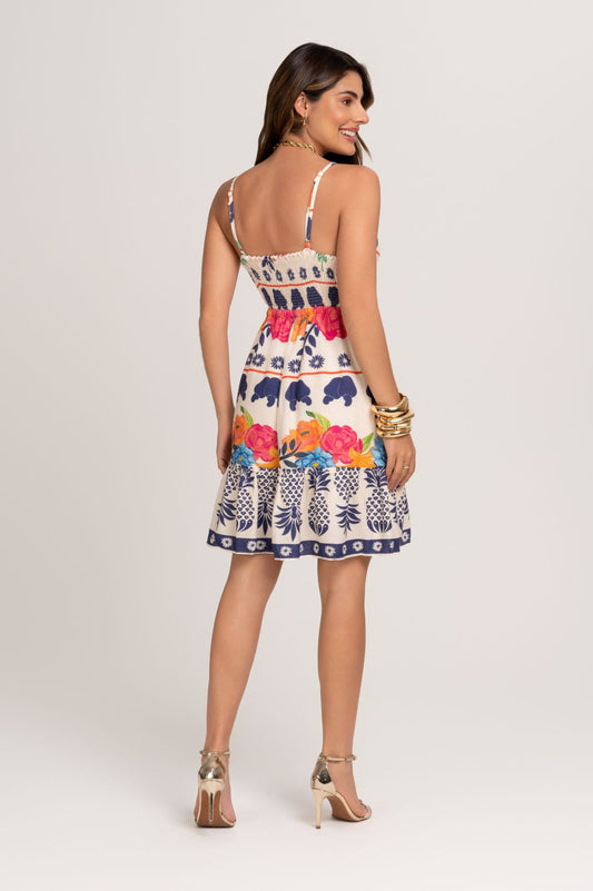 Vestido Curto Estampa Cores Do Verão Frysaide