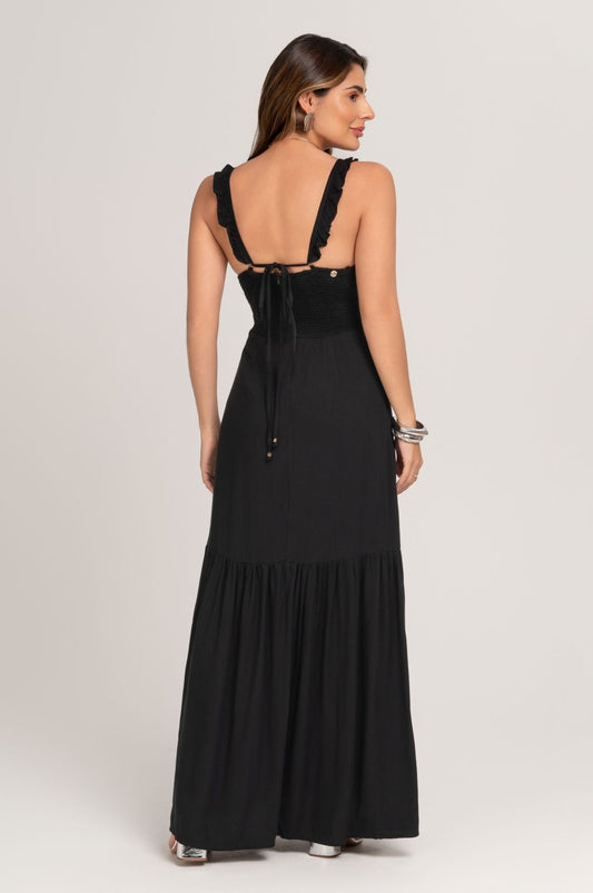 Vestido Super Midi Rute De Viscose Preto Frysaide