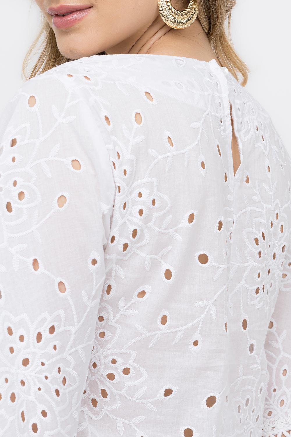 Blusa Laise Guipir Branco Frysaide