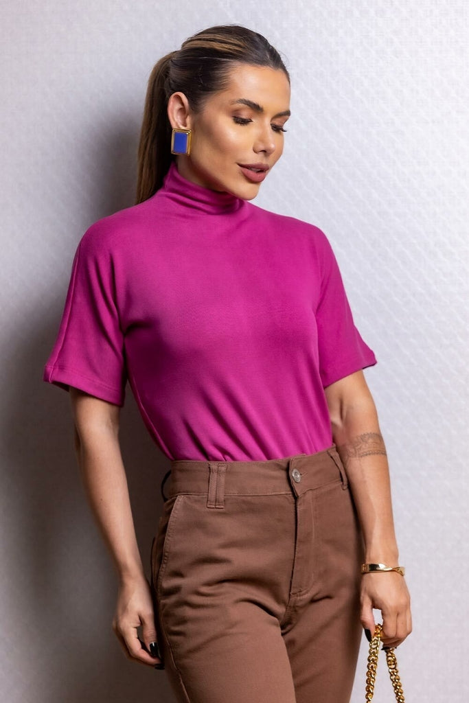 Blusa Magenta Malha Gola Frysaide