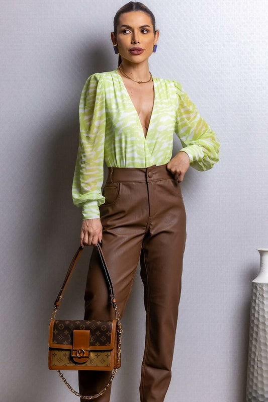 Body Estampado Tule Ombreira Frysaide