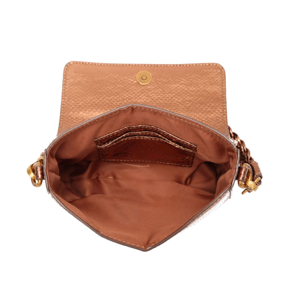 Bolsa Baguete Metalizada Santa Lolla Bronze Alça Trança