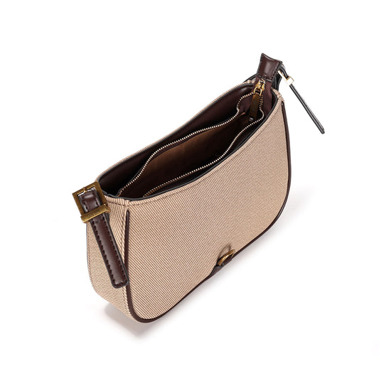 Bolsa Baguete Santa Lolla Bege Canvas Alça De Ombro