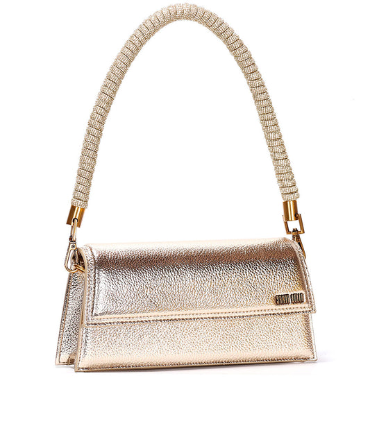 Bolsa Baguete Santa Lolla Dourada Metalizada