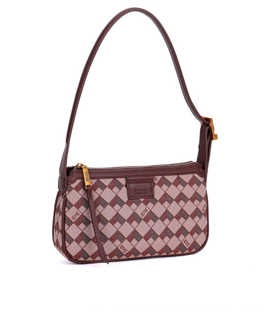 Bolsa Baguete Santa Lolla Marrom Jacquard Alça Fina