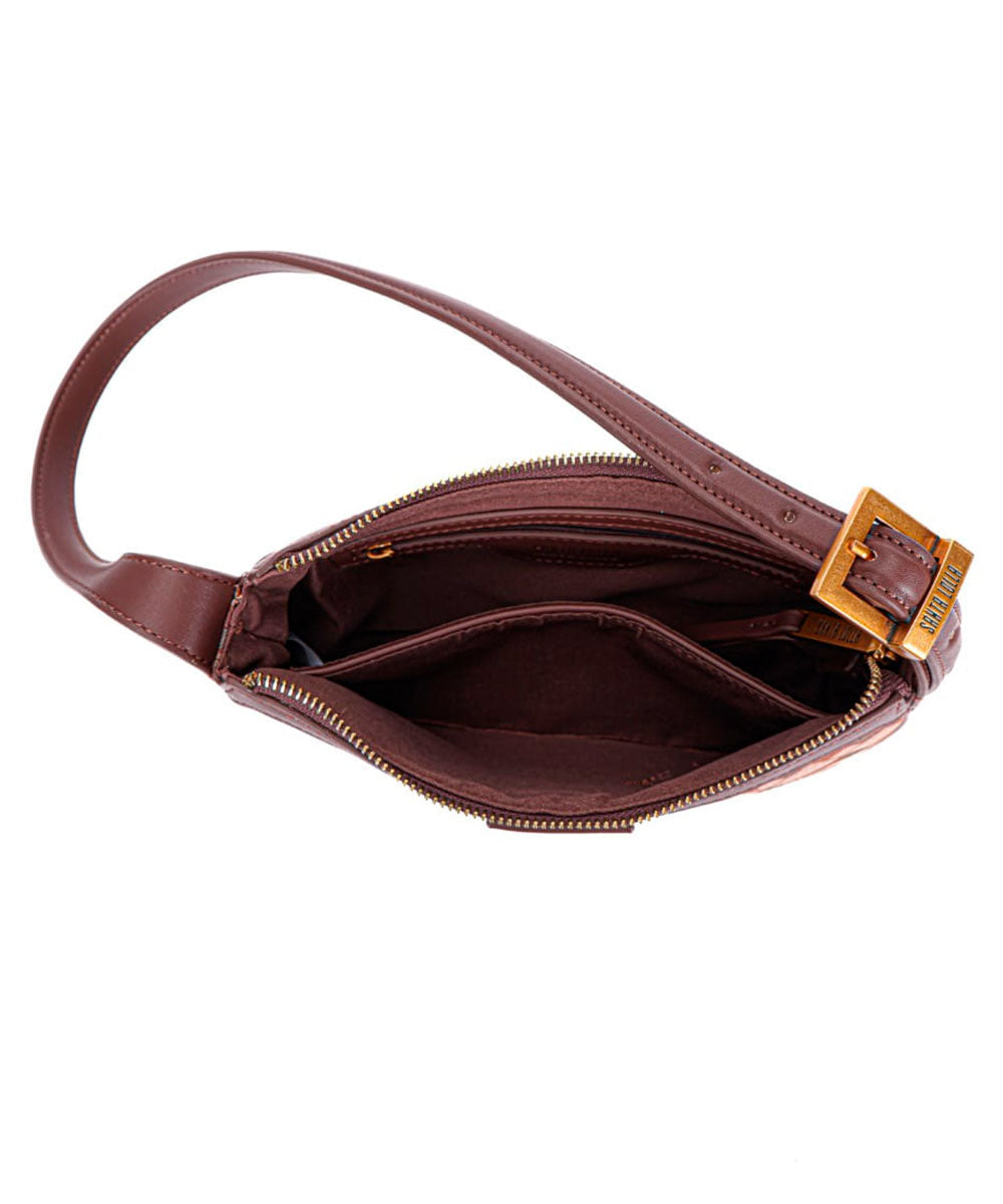 Bolsa Baguete Santa Lolla Marrom Jacquard Alça Fina