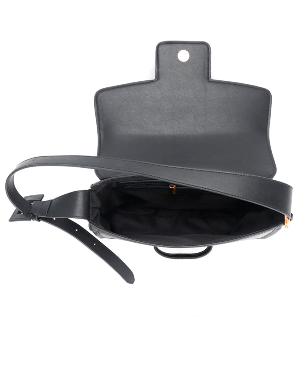 Bolsa Baguete Santa Lolla Preta Alça Fivela