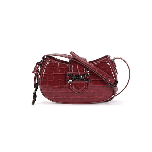 Bolsa Baguete Santa Lolla Vermelha Croco Alça Transversal