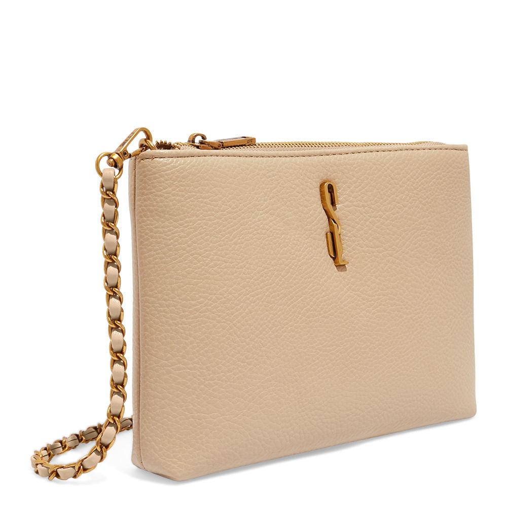 Bolsa Bege Santa Lolla Pequena Alça Correntes Transversal