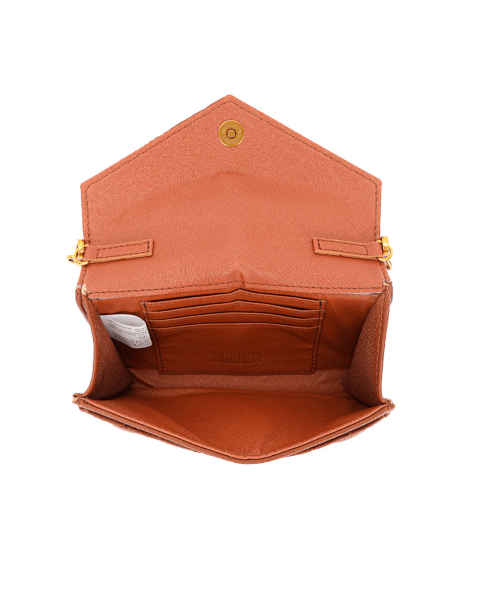 Bolsa Carteira Santa Lolla Marrom Matelassê Alça Metalizada