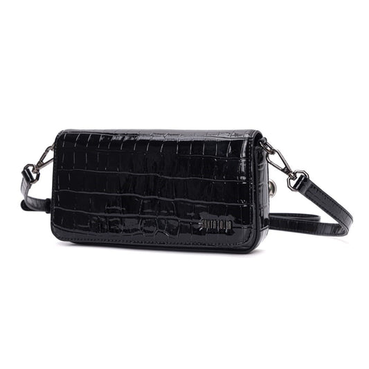 Bolsa Croco Preta Alça Transversal Santa Lolla