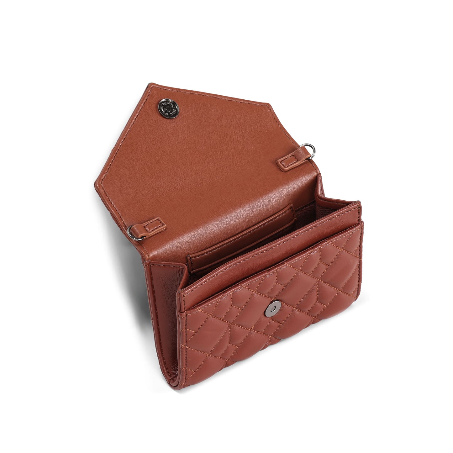 Bolsa Pequena Santa Lolla Marrom Alça Transversal Correntes