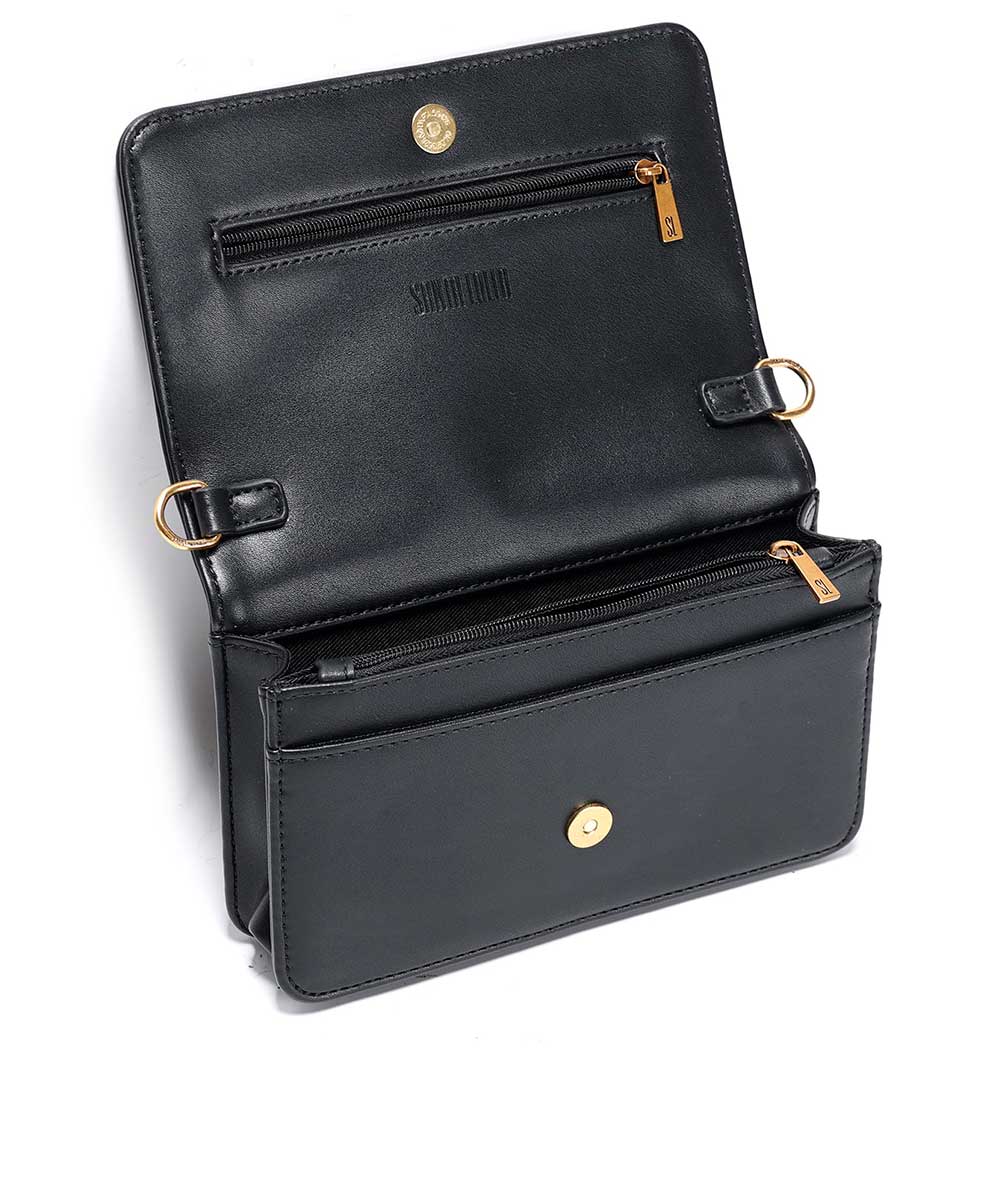 Bolsa Pequena Santa Lolla Preta Alça Metalizada