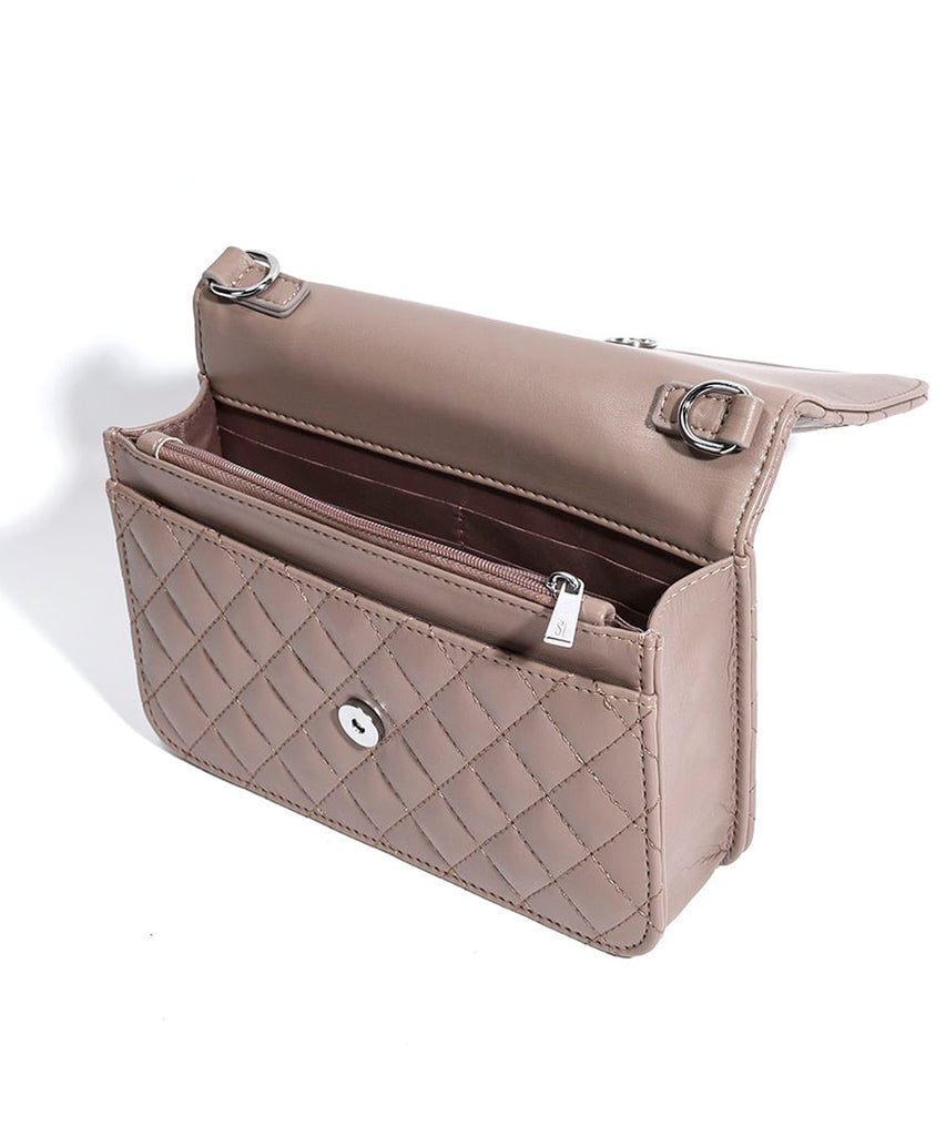 Bolsa Pequena Santa Lolla Taupe Alça Transversal