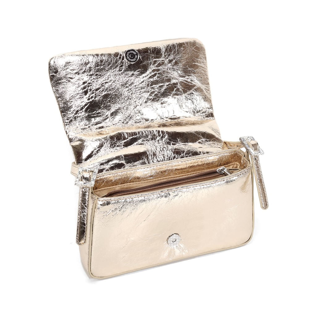 Bolsa Santa Lolla Dourada Metalizada Alça Ombro