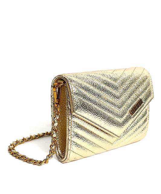 Bolsa Santa Lolla Dourada Metalizado Correntes