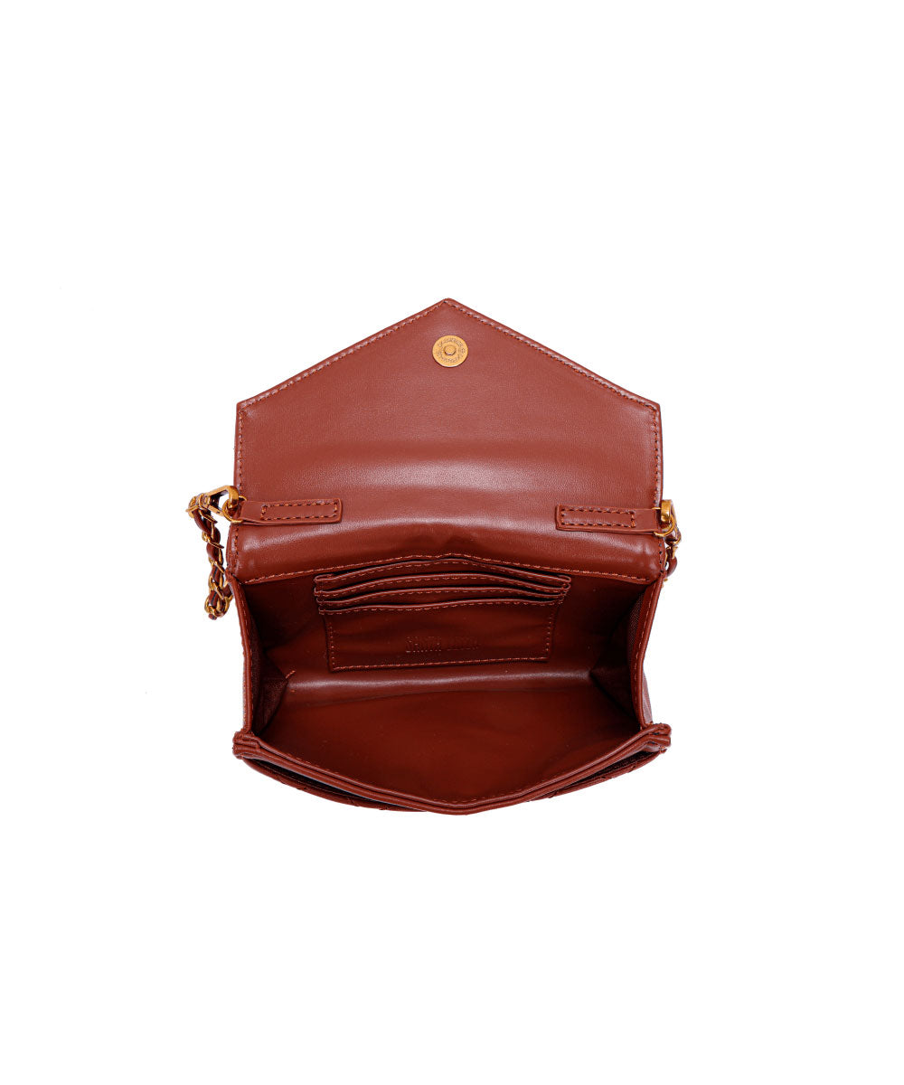 Bolsa Santa Lolla Matelassê Marrom Alça Transversal