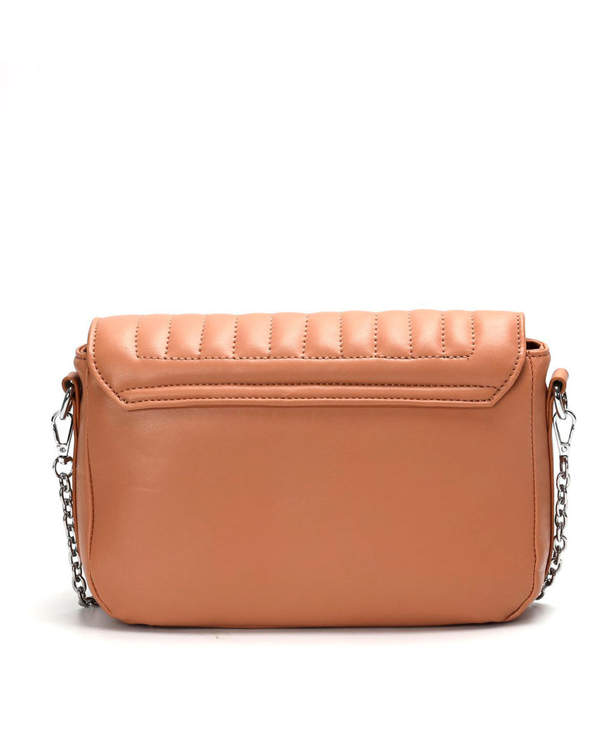 Bolsa Santa Lolla Nude Alça Transversal Corrente