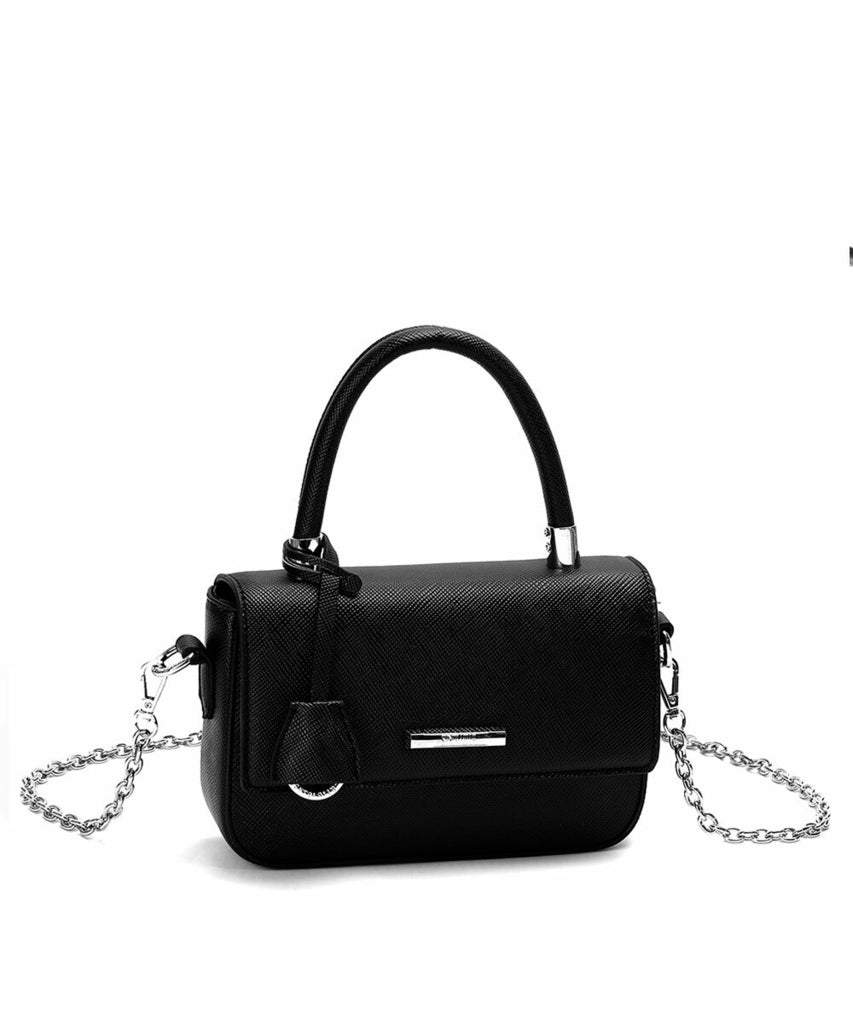 Bolsa Santa Lolla Preta Alça Transversal Corrente