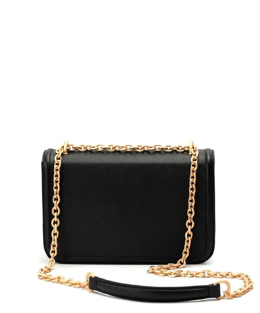 Bolsa Santa Lolla Preta Alça Transversal Corrente