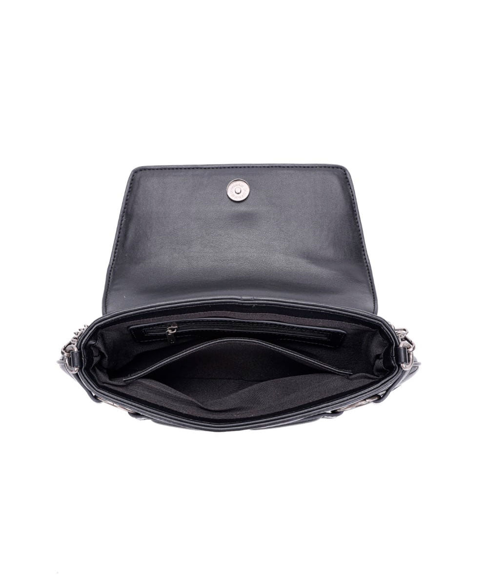 Bolsa Santa Lolla Preta Baguete Alça Corrente