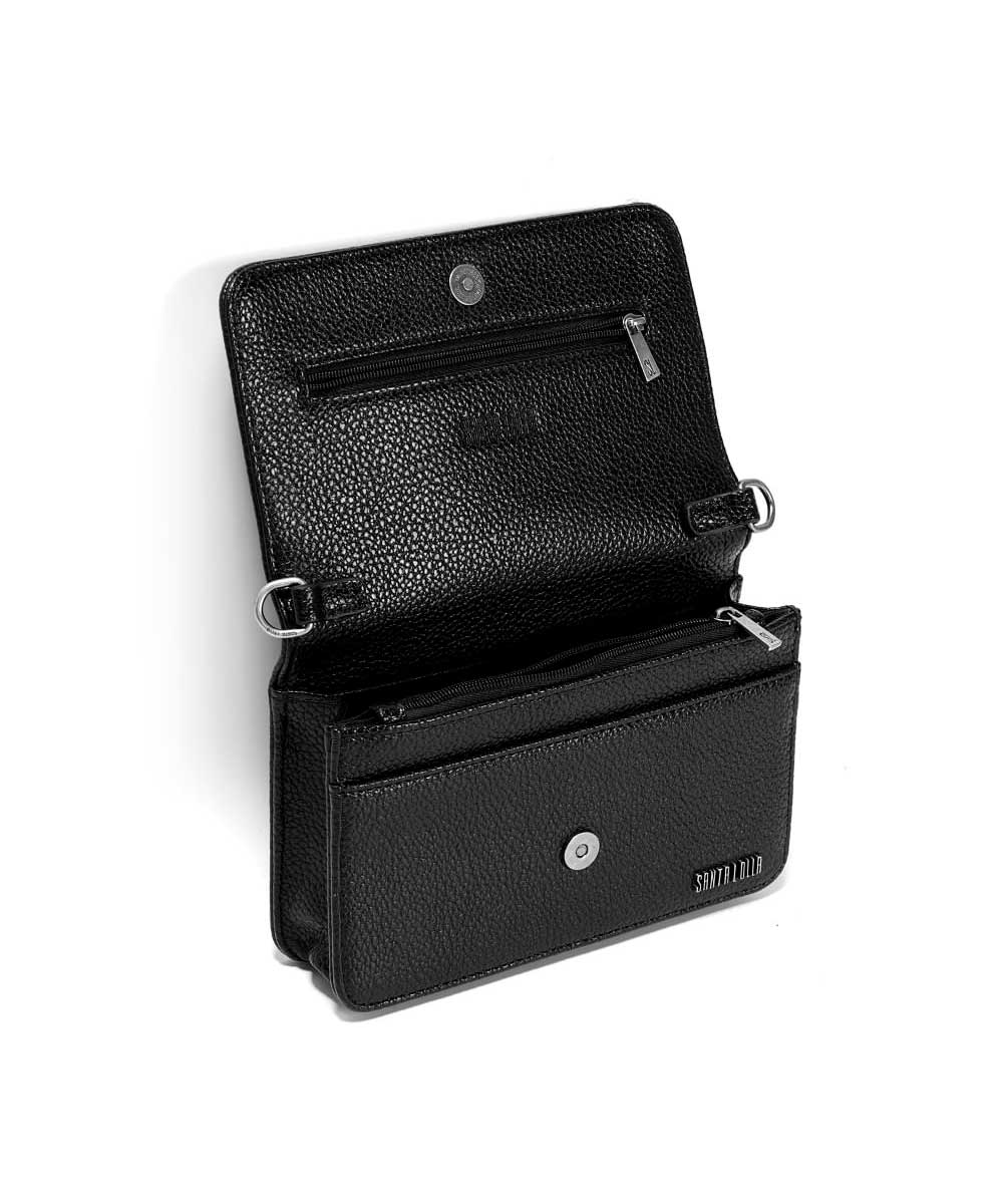 Bolsa Santa Lolla Preta Pequena Alça Transversal Correntes