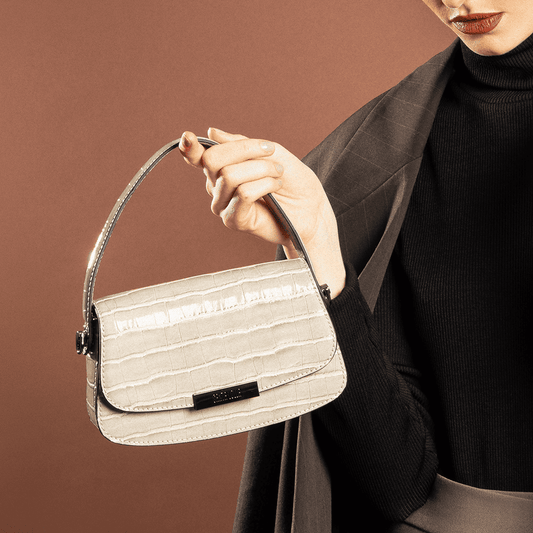 Bolsa Santa Lolla Tiracolo Cinza Croco