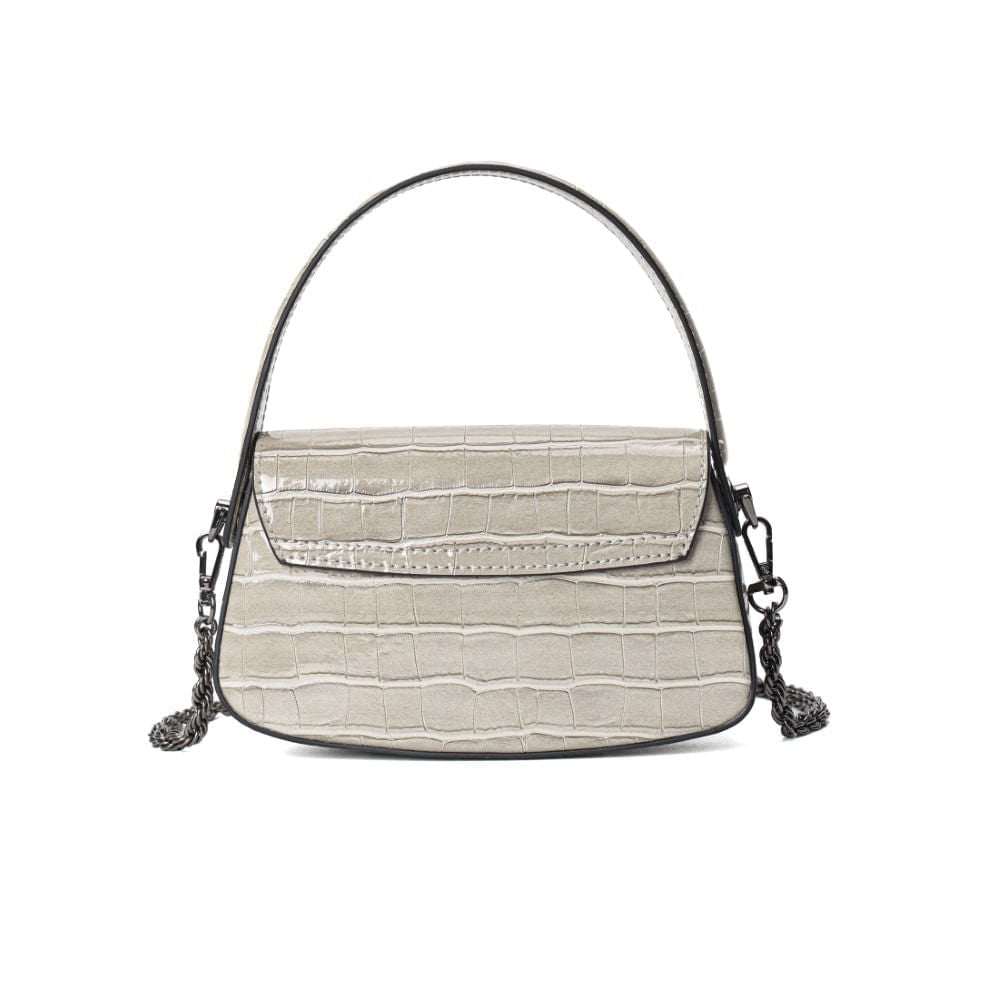 Bolsa Santa Lolla Tiracolo Cinza Croco