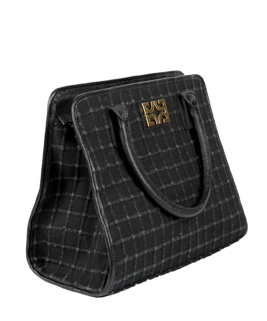 Bolsa Shopper Degalls Preta Tecido Quadriculado