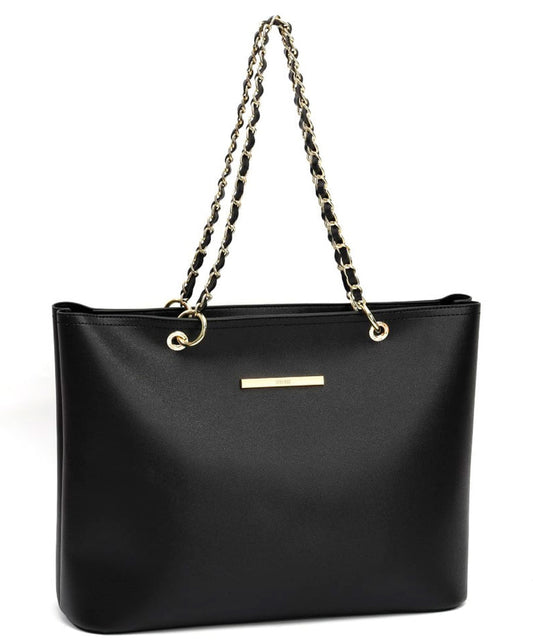 Bolsa Shopper Santa Lolla Preta Alça Correntes