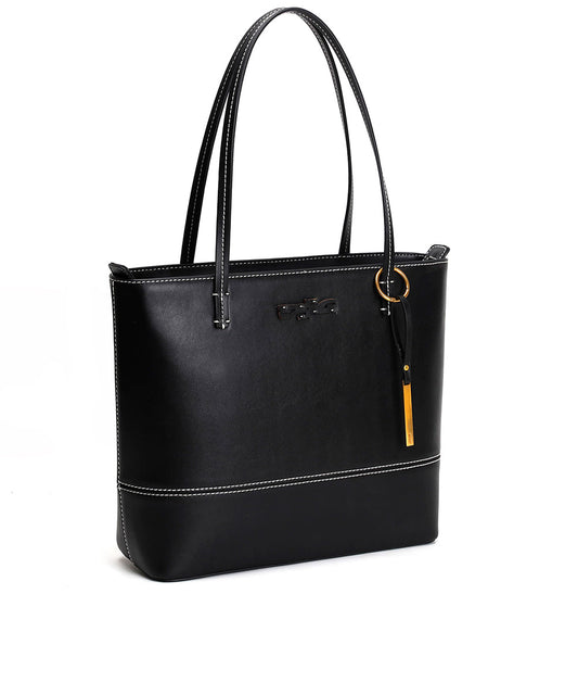 Bolsa Shopper Santa Lolla Preta Pesponto