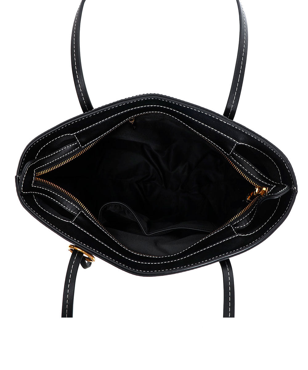 Bolsa Shopper Santa Lolla Preta Pesponto