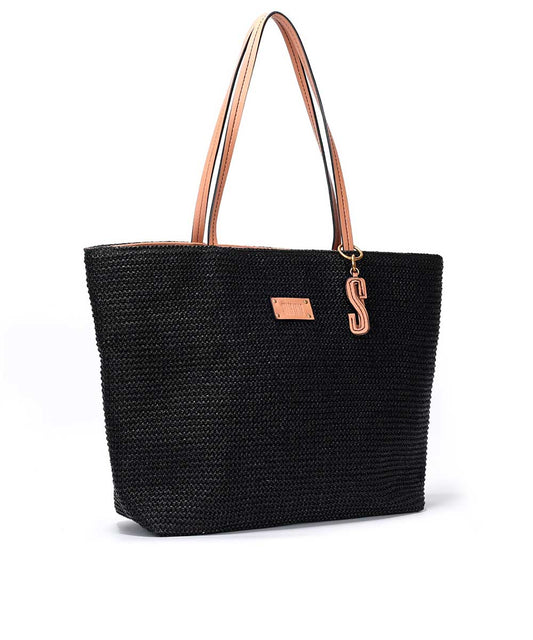 Bolsa Shopper Santa Lolla Preto Tramado