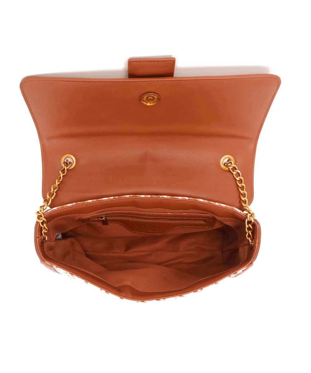 Bolsa Tiracolo Santa Lolla Bege Alça Correntes