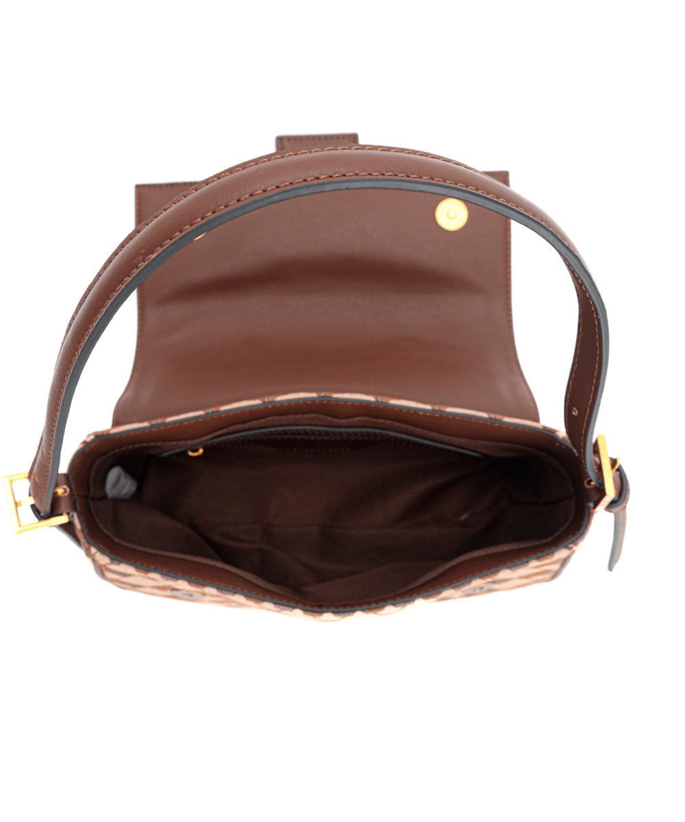 Bolsa Tiracolo Santa Lolla Cubos Marrom Alça Mão