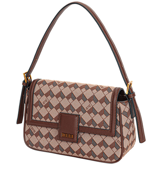 Bolsa Tiracolo Santa Lolla Cubos Marrom Alça Mão