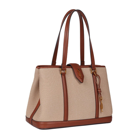 Bolsa Tote Bege Com Caramelo Santa Lolla