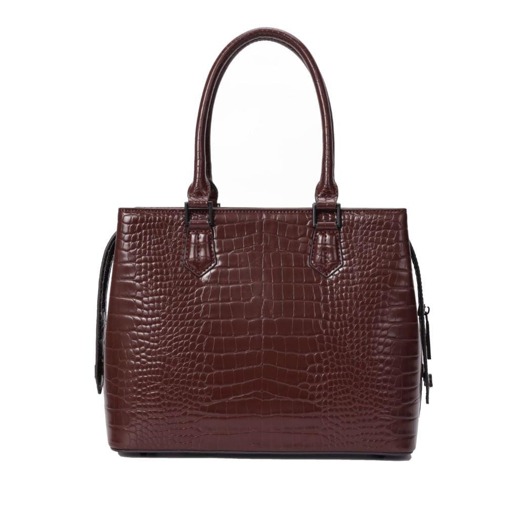 Bolsa Tote Marrom Croco Santa Lolla Duas Alças