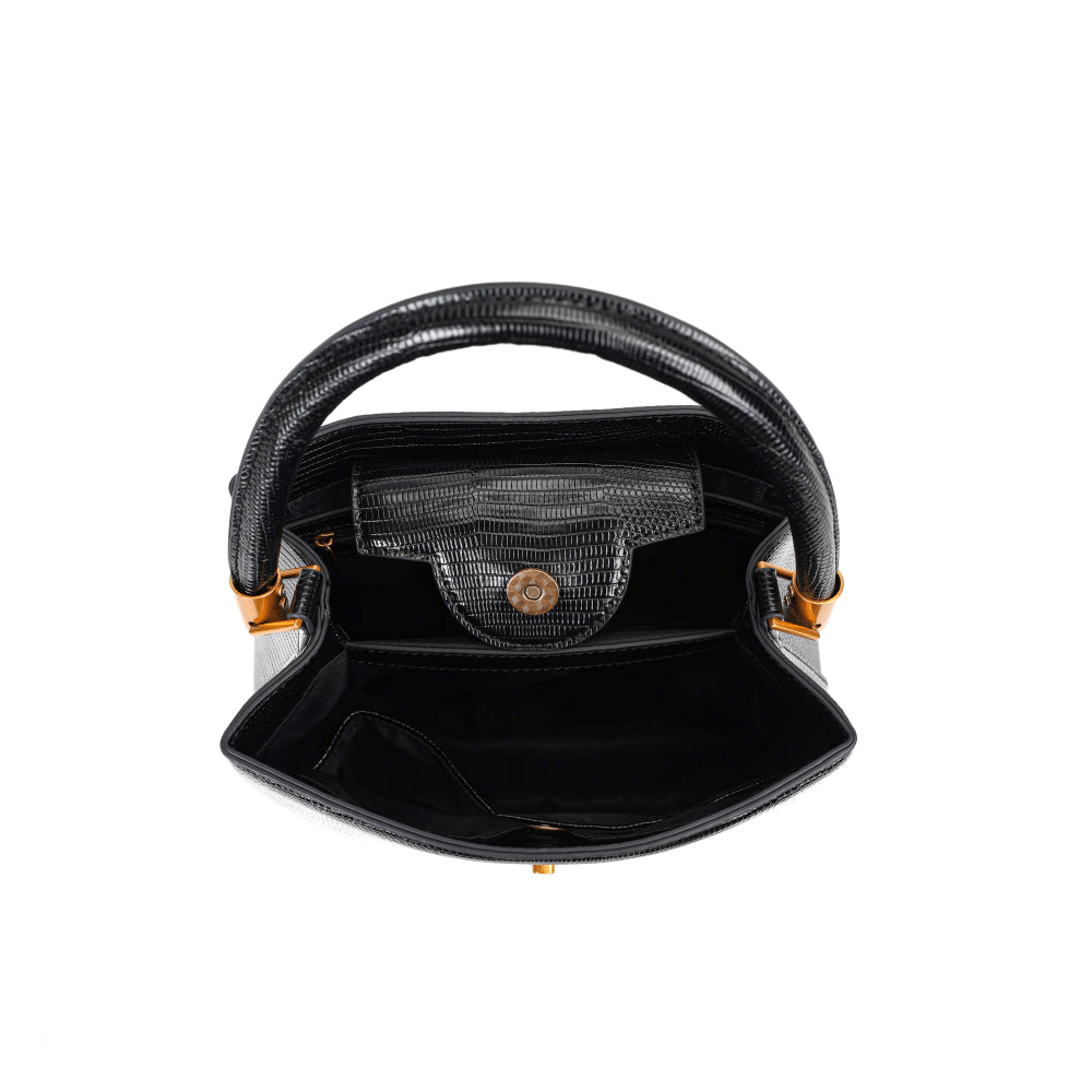 Bolsa Tote Preta Lizard Santa Lolla Duas Alças