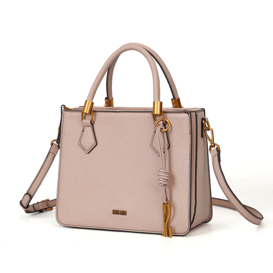 Bolsa Tote Santa Lolla Bege Risco Duas Alças