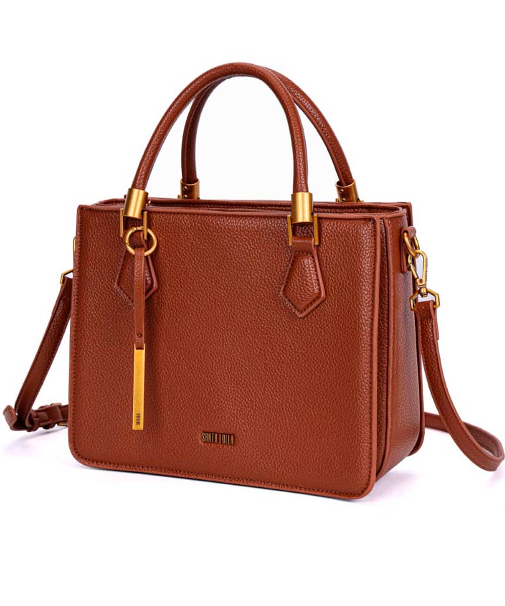 Bolsa Tote Santa Lolla Marrom Alça Dupla Transversal