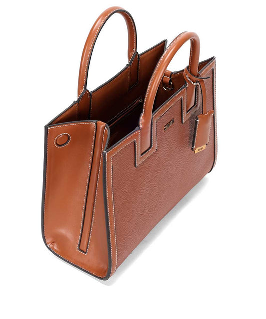 Bolsa Tote Santa Lolla Marrom Pespontos Transversal