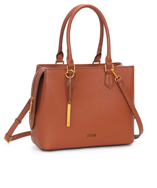 Bolsa Tote Santa Lolla Marrom Quadrada Alça Transversal