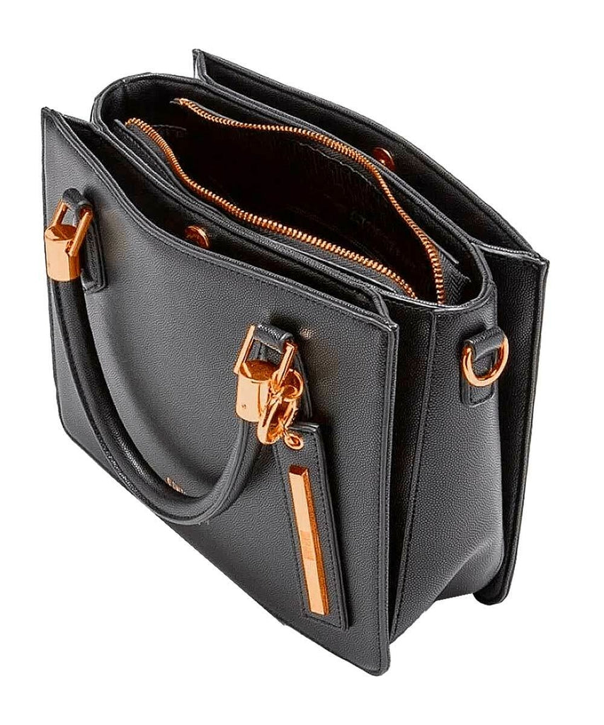 Bolsa Tote Santa Lolla Preta Estruturada Alça Tiracolo