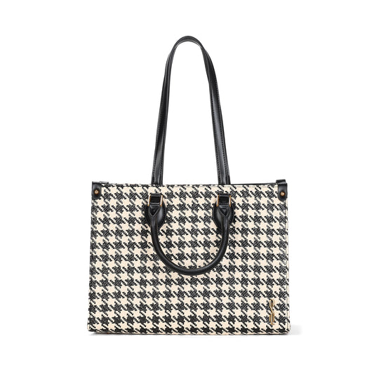 Bolsa Tote Santa Lolla Tramada Preta E Branca Alça De Ombro