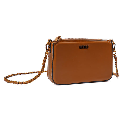 Bolsa Transversal Santa Lolla Caramelo Alça Correntes