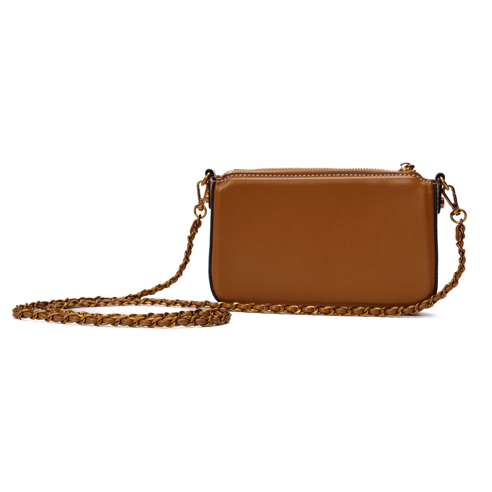 Bolsa Transversal Santa Lolla Caramelo Alça Correntes