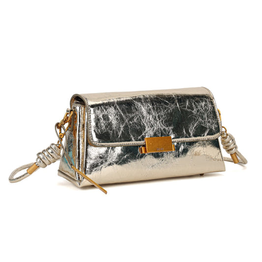 Bolsa Transversal Santa Lolla Dourada Metalizada Crinckle